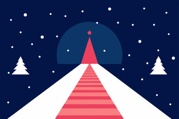 Fototapeta premium a christmas themed fashion runway glowing beneath 