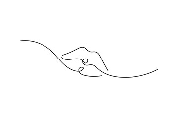 Obraz premium Simple illustration of lips vector continuous single line art 