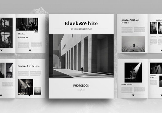 Lifestyle Black White Photo Book Brochure Layout