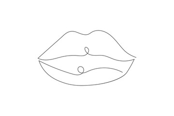 Simple illustration of lips vector continuous single line art

