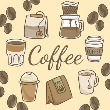 coffee, cafe shop element illustration