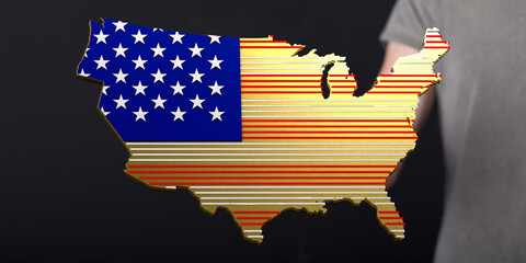 Image of a stylized USA map incorporating the American flag. Perfect for patriotic themes.