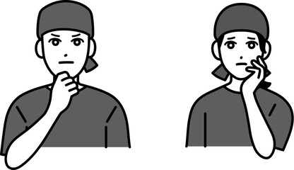 悩んでいる男女のラーメン屋の店員のアバター