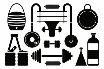 Gym Equipment Icons A Collection of Fitness Symbols for Branding and Design