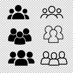 Browse Icon Set – Group of People & User Profile Silhouettes for Web, App, and UI Design
