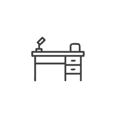 Writing desk icon for home office furniture websites, study room design blogs, workspace planning applications and remote work setup guides