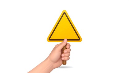 Hand Holding Warning Sign.