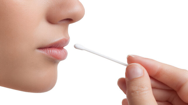 Doctor taking nasal swab test from patient for flu or coronavirus diagnostic, medical research laboratory, transparent background, close up