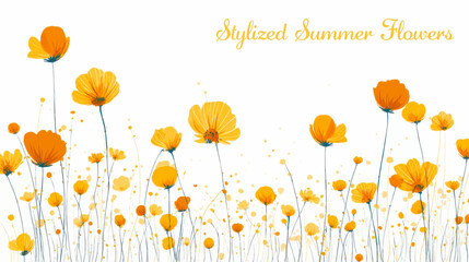 Abstract decorative composition with colorful flowers and floral elements