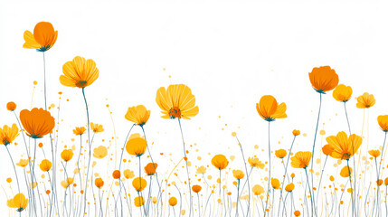 Abstract decorative composition with colorful flowers and floral elements
