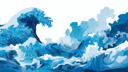 Stylized blue sea or ocean waves