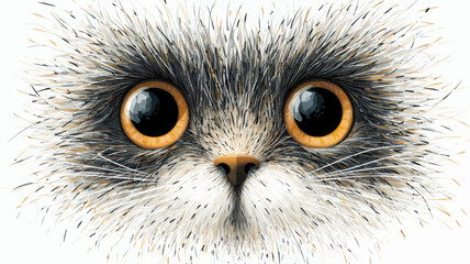A stylized head of a funny cat