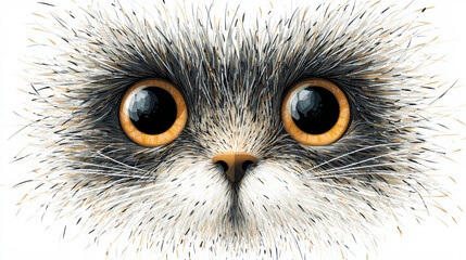 A stylized head of a funny cat