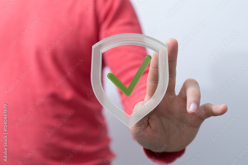 Poster ensuring digital security and data privacy with verified protection.