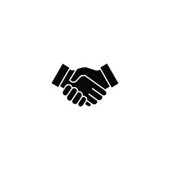 Obraz premium Business Handshake Icon – Minimal Black Silhouette on White Background