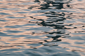 Golden blue sparkling water under the sunset