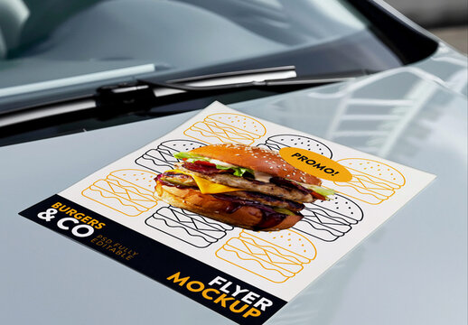 Flyer Mockup on Car Windshield