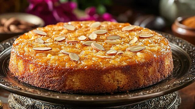 middle eastern basbousa cake zoom in video
