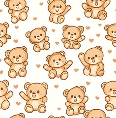 Obraz premium Cute and adorable teddy bear seamless pattern