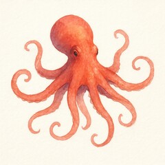 Vibrant octopus watercolor illustration.