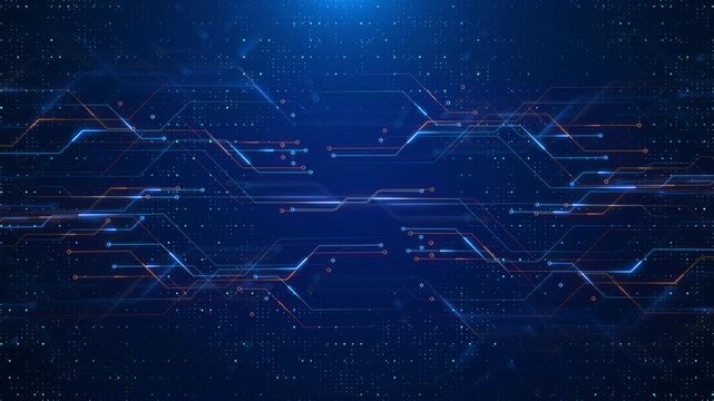Abstract computer technology blue diagram Data information artificial intelligence background futuristic business data technology modern concept, circuit board shape lines link structure dark contrast - Powered by Adobe