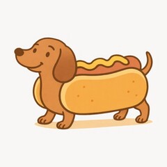 Cute whimsical dachshund hotdog