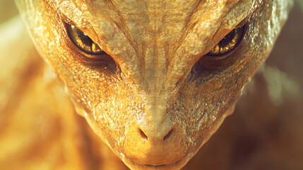 Close-up of detailed reptilian creature with intense eyes and scaly texture