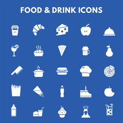 Vector food icons for cafes, eateries, and fast food businesses