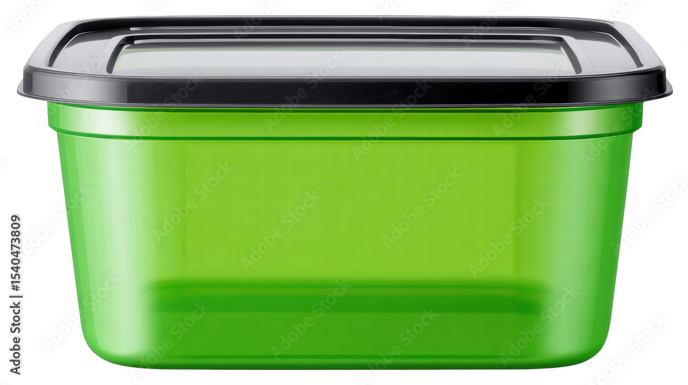 Poster plastic container isolated on transparent background with black lid for storage