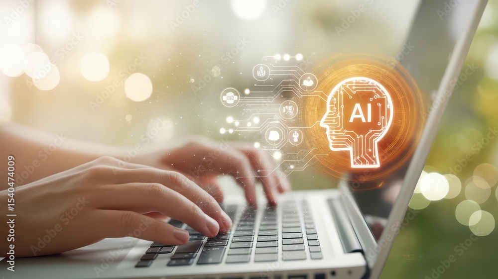 Aufkleber innovative ai technology solution with neural network for modern business