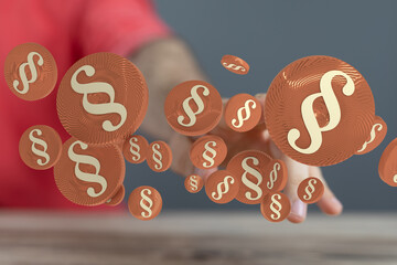 3D rendered image of paragraph symbols.  Perfect for legal or law related concepts.