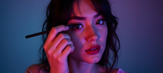 Woman applying eyeliner