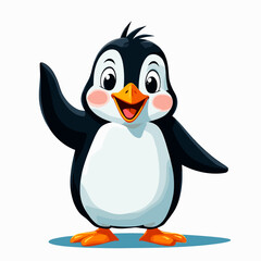 Obraz premium Happy Penguin Smiling - Cute Cartoon Animal Stock Illustration