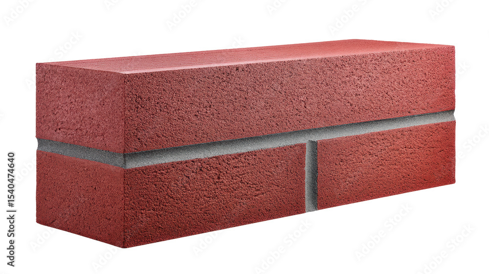 Aufkleber isolated red brick on transparent background with rough texture and mortar lines