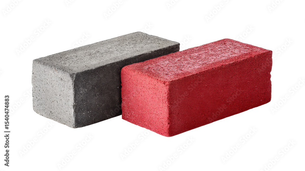 Poster isolated red and gray brick on transparent background with clear view and texture
