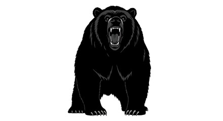 vector art line of angry bear face with fire effect and siluet effect suitable for mockup and logo product of team isolated white background