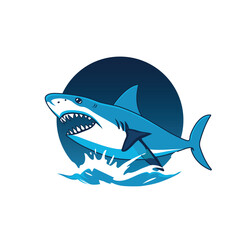 Blue Illustration of a Shark in circle