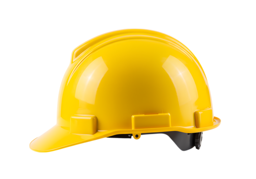 Yellow Hard Hat Safety Helmet isolated on a transparent background 