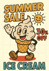 SUMMER ICE CREAM RETRO POSTER 