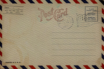 Vintage postcards are old and dirty for writing a message