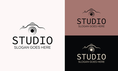 camera logo, luxury photography signature logo icon vector