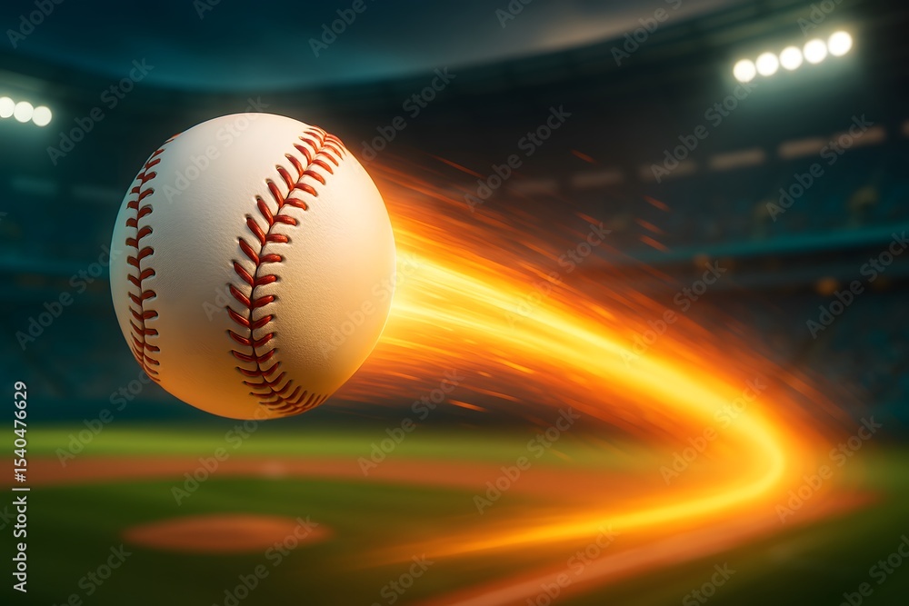 Aufkleber Dynamic Close-Up of Baseball in Motion with Motion Blur Effect