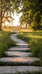 Obraz premium An idyllic river winds through a vibrant forest, its water reflecting the trees and sky, creating a beautiful nature landscape perfect for travel in autumn or summer