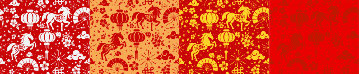 Chinese New Year 2026 Year of the Horse. Design template for festive illustrations, greeting cards and banners.
