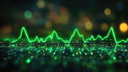 Digital heart rate monitor displaying green signal waveforms