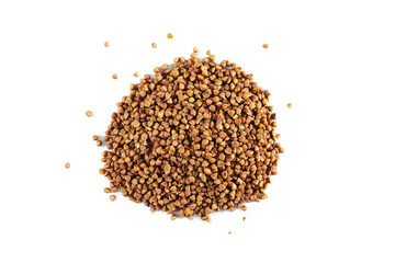 A pile of buckwheat isolated on a white background.