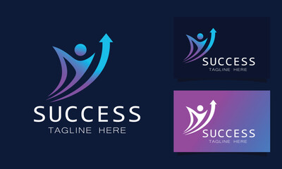 Success Logo Design with Abstract Human Figure and Upward Arrow