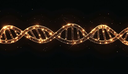 Illuminated DNA Double Helix Structure Against a Dark Background