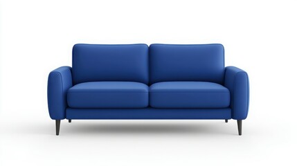 Fototapeta premium Contemporary Blue Sofa: A modern and stylish two-seater sofa in a vibrant blue, offering comfort and elegance with its clean lines and inviting design, perfect for any contemporary living space.