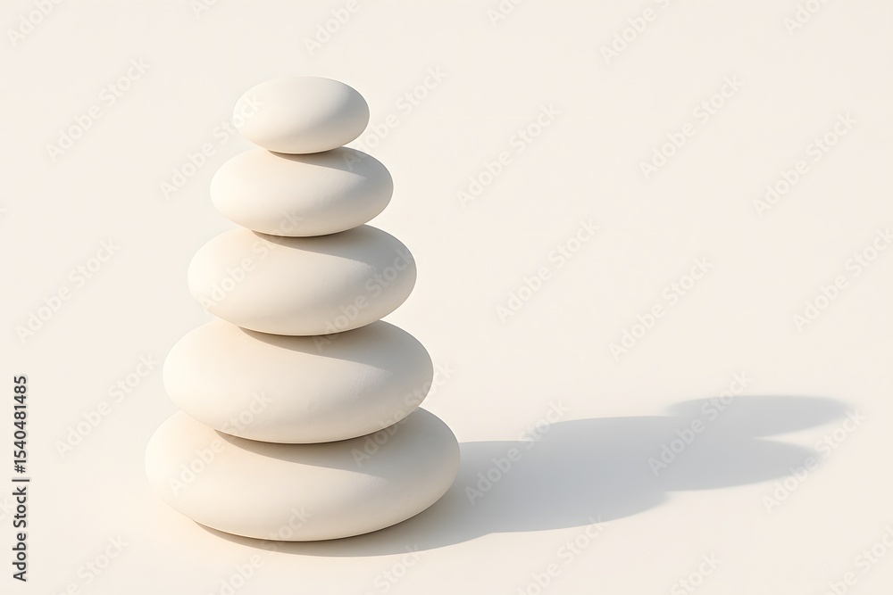 Poster serene stacked stones on a minimalist background for balance and tranquility